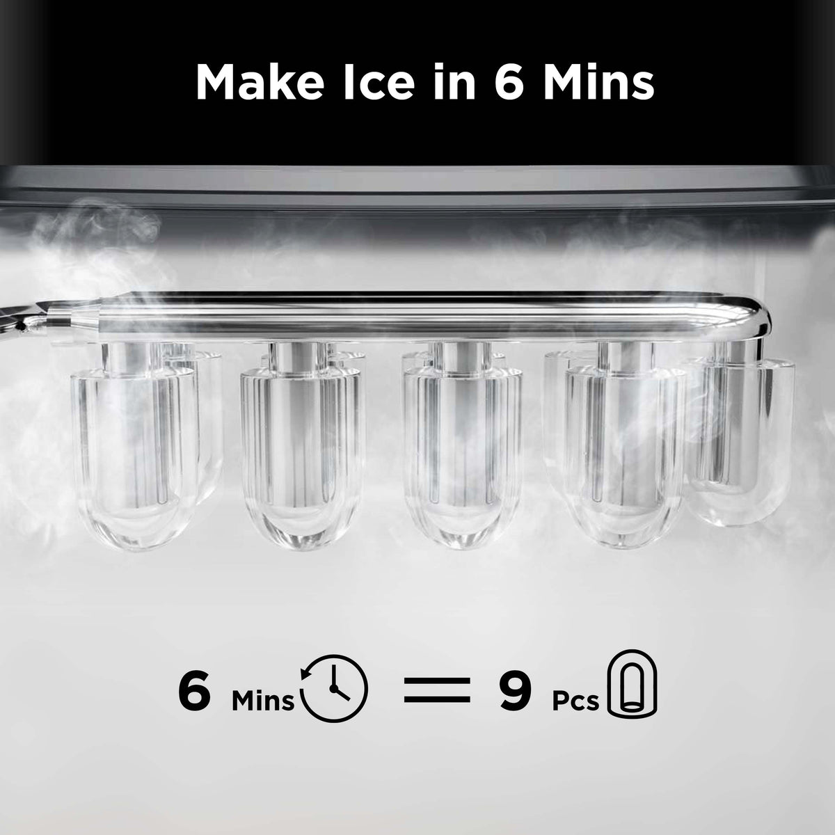 Countertop Bullet Ice Maker with Ice Basket Handle (26 Lbs) Silonn