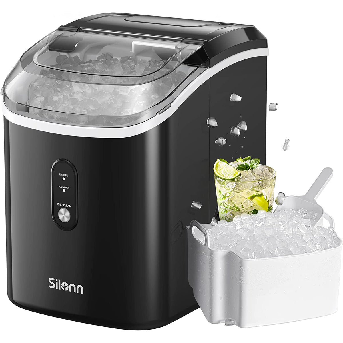 Countertop Nugget Ice Maker, Compact Ice Making Machine w Auto-Cleaning  Function