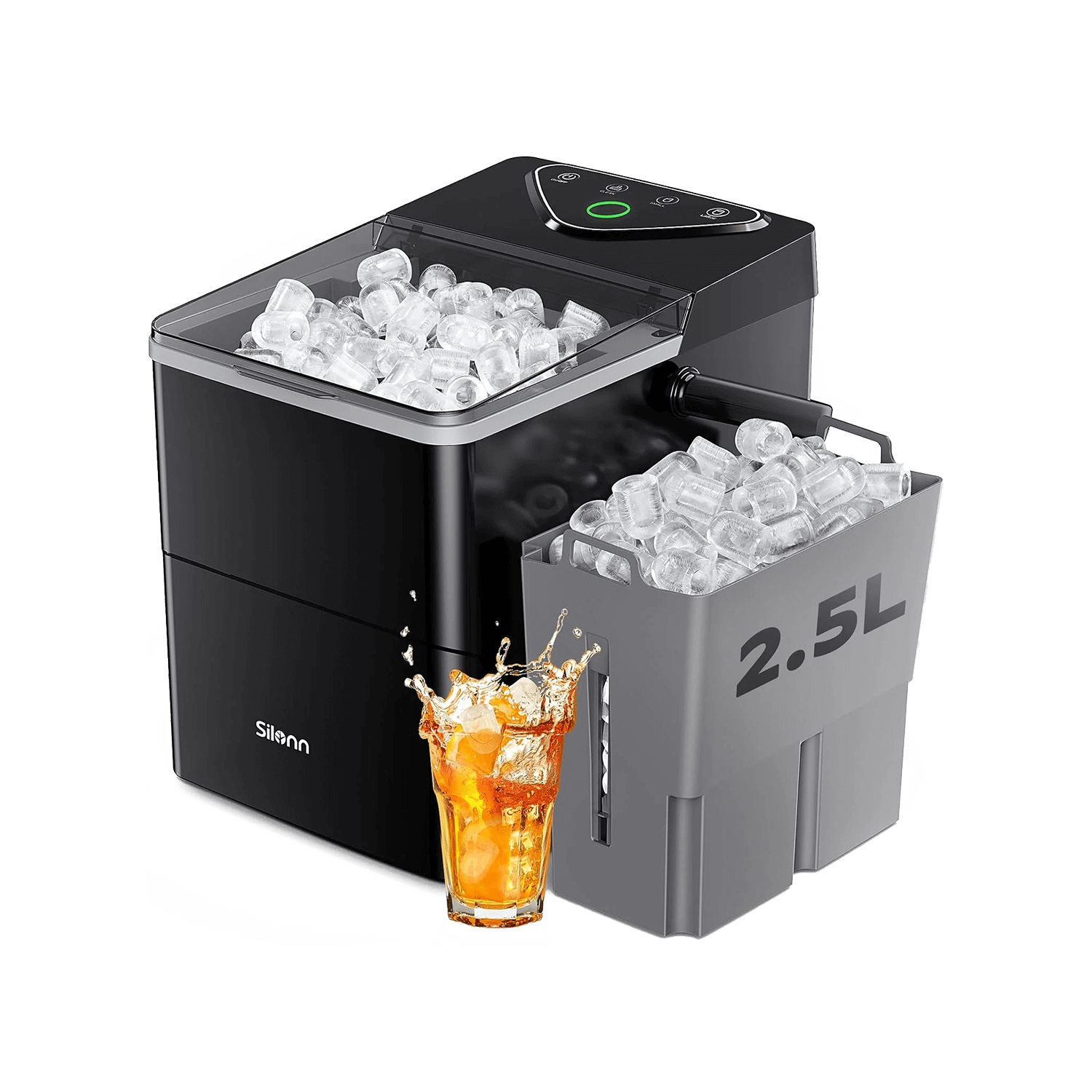 Silonn Countertop Ice Maker, 9 Cubes in 6 Mins, 2.5L Basket, Self-Cleaning, LED Touch