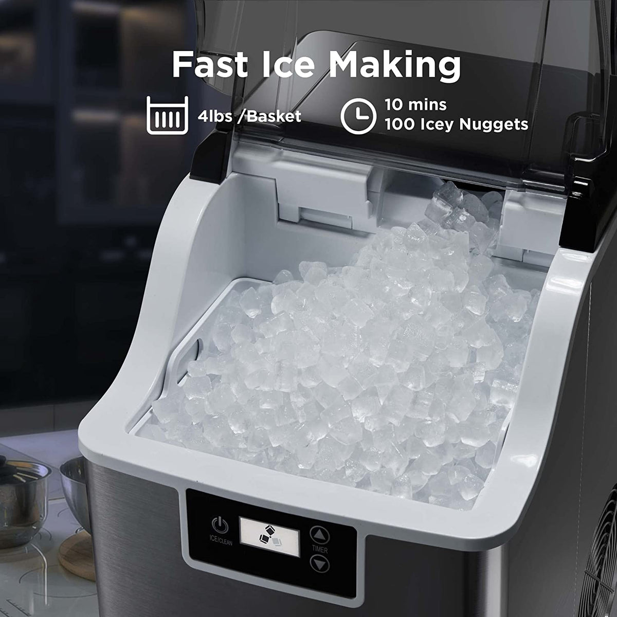 Countertop Nugget Ice Maker with LCD Screen (44 Lbs) – Silonn