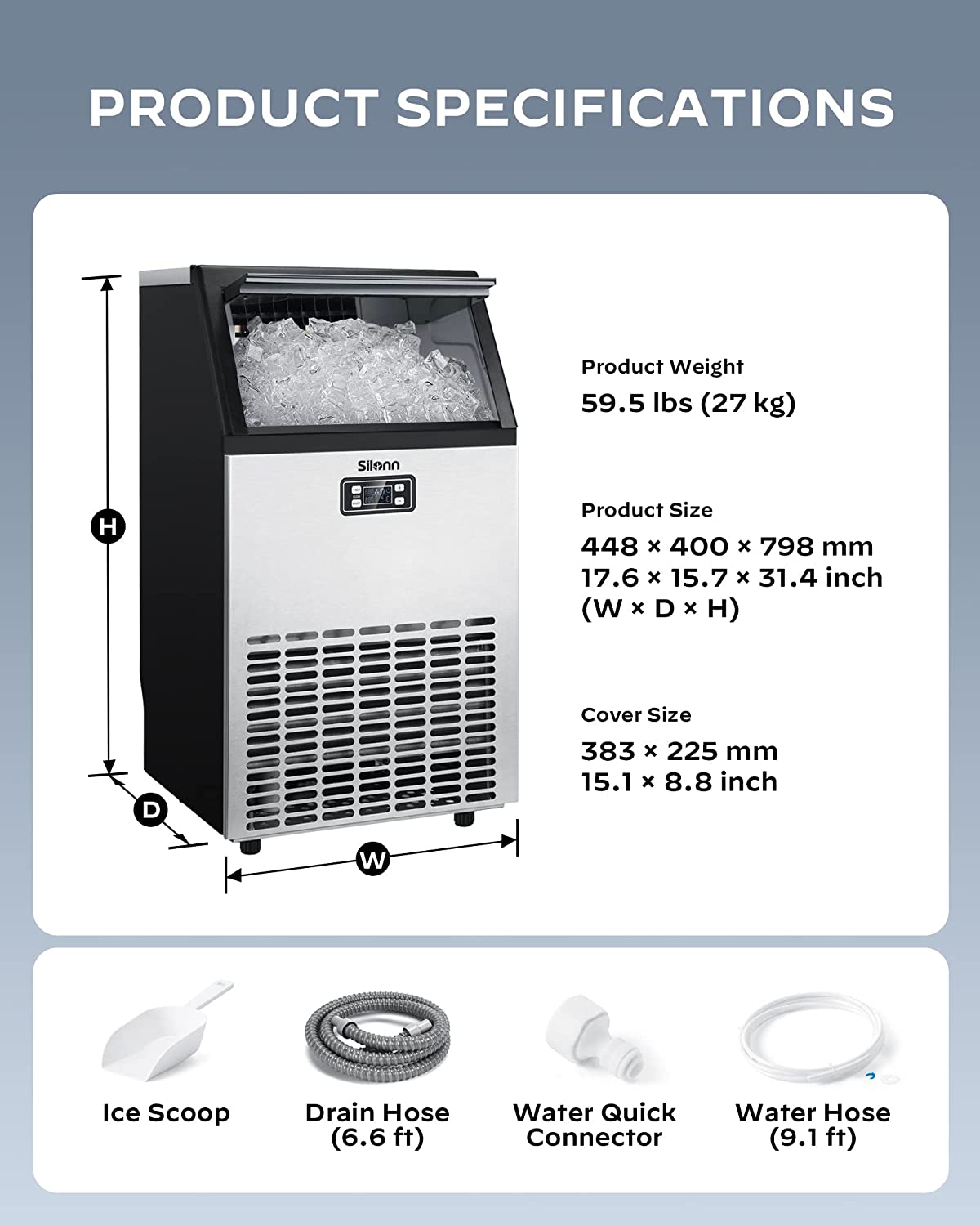 Commercial Cube Ice Maker with LCD Screen (100 Lbs)