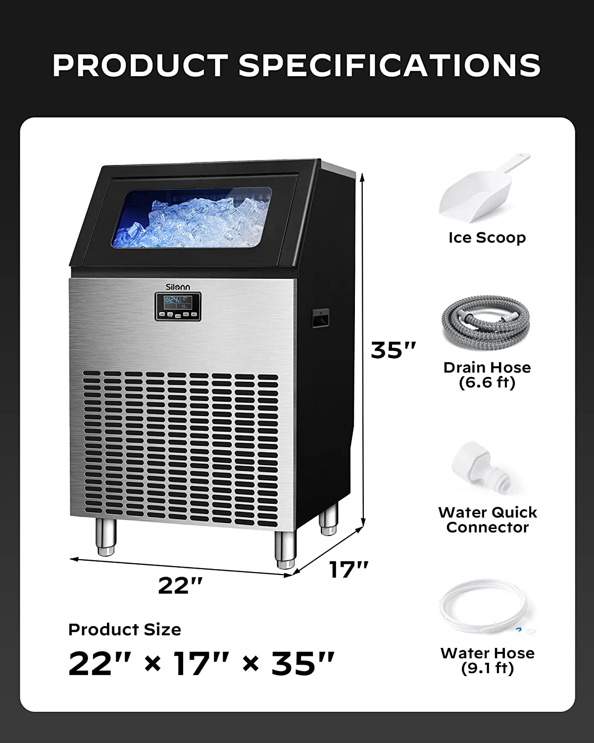 Commercial Cube Ice Maker with LCD Screen (270 Lbs)