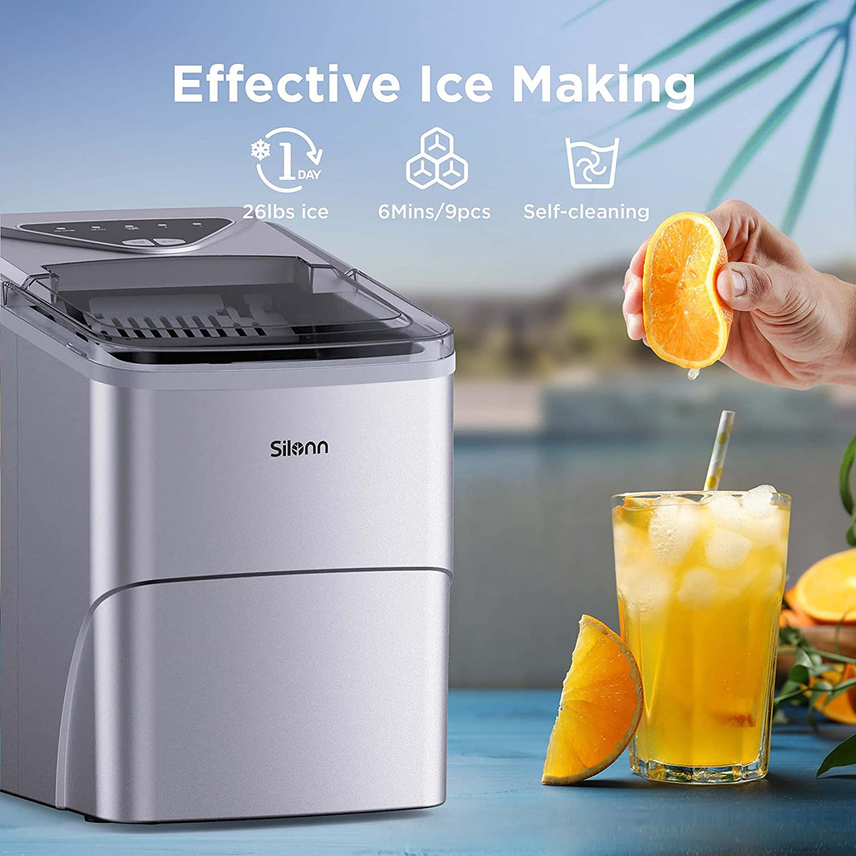 Countertop Bullet Ice Maker (26 Lbs) Silonn