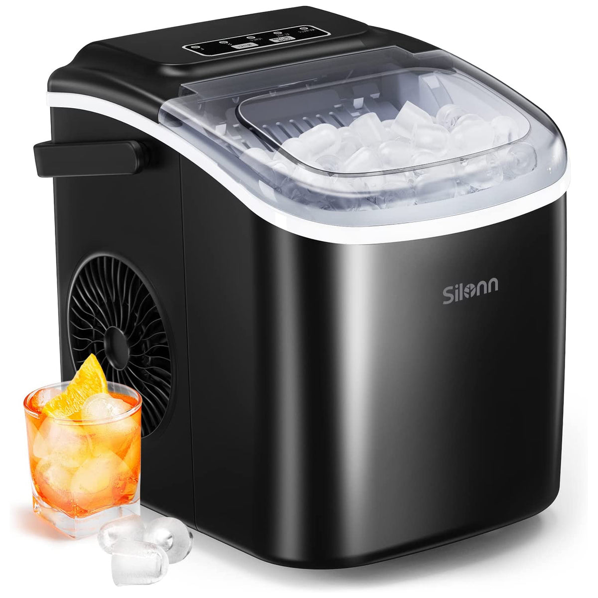 Countertop Bullet Ice Maker with Handle (26 Lbs) Silonn