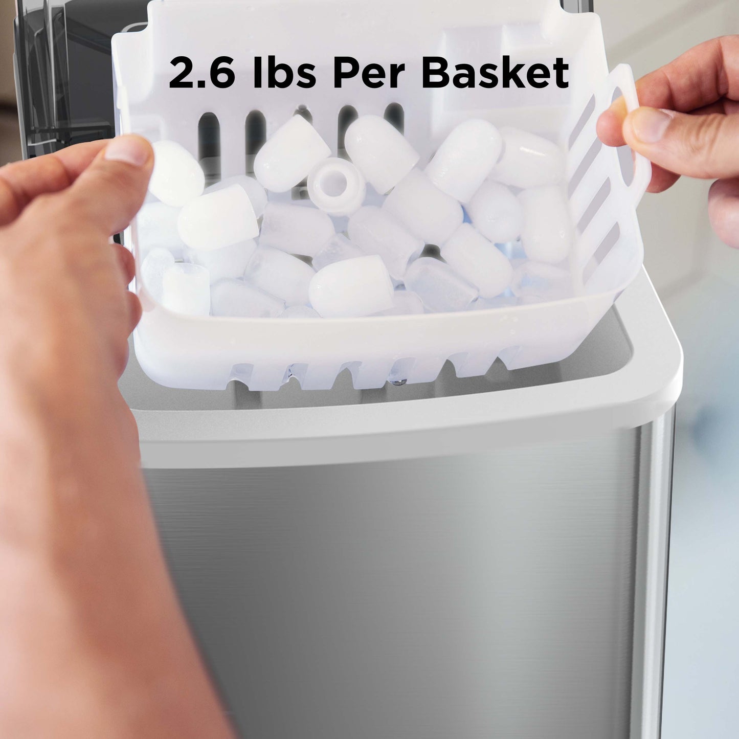 Countertop Bullet Ice Maker with Ice Basket Handle (26 Lbs)