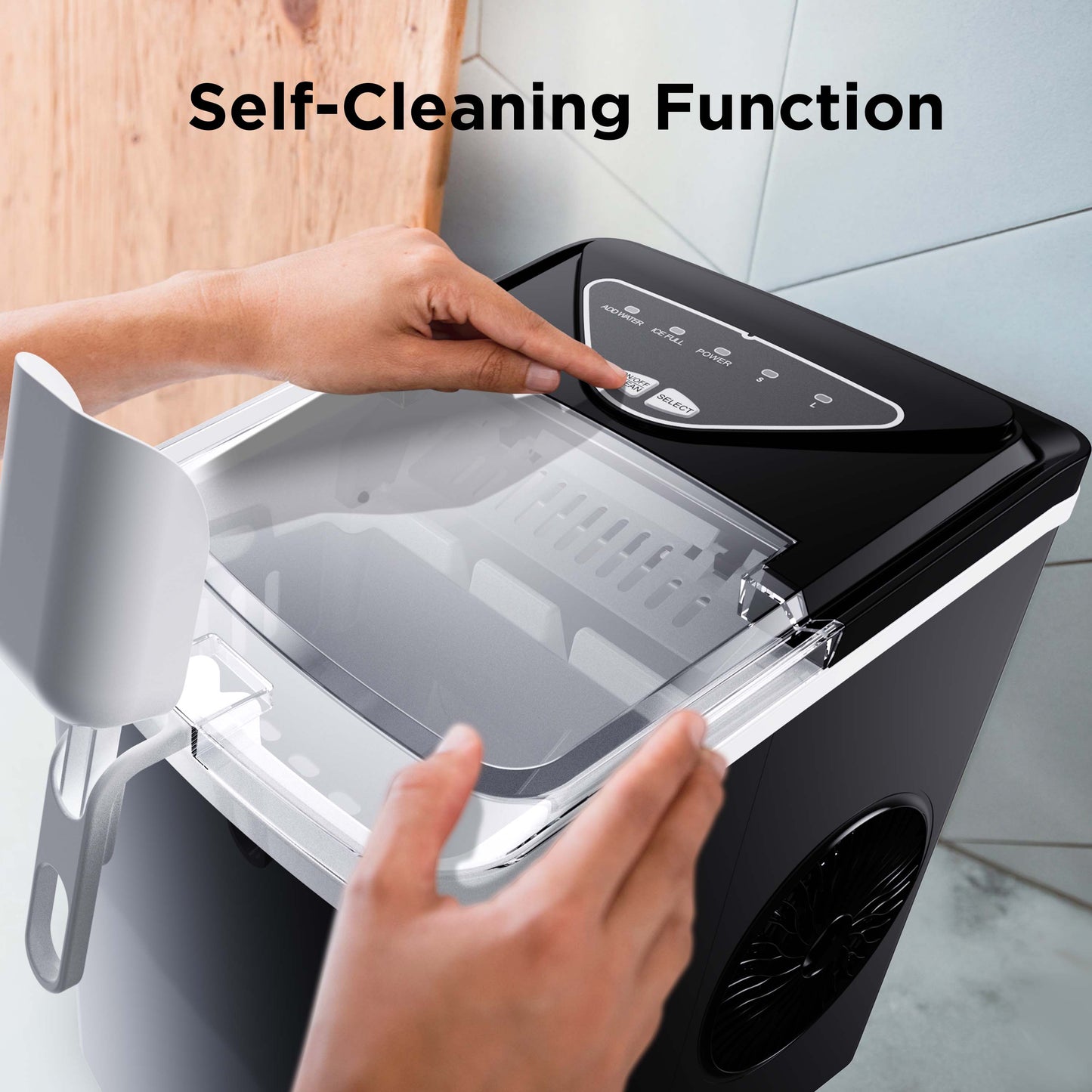 Countertop Bullet Ice Maker with Ice Basket Handle (26 Lbs)