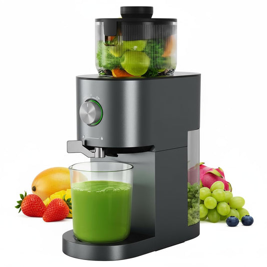 Silonn Slow Masticating Cold Press Juicer Machines, High Juice Yield, Self-Feeding with 5.4” Large Chute for Whole Fruits & Vegetables, Reverse Function