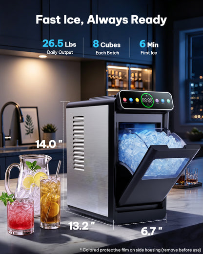 Silonn Countertop Ice Maker with Smart Touchscreen, Ambient Light & Timer