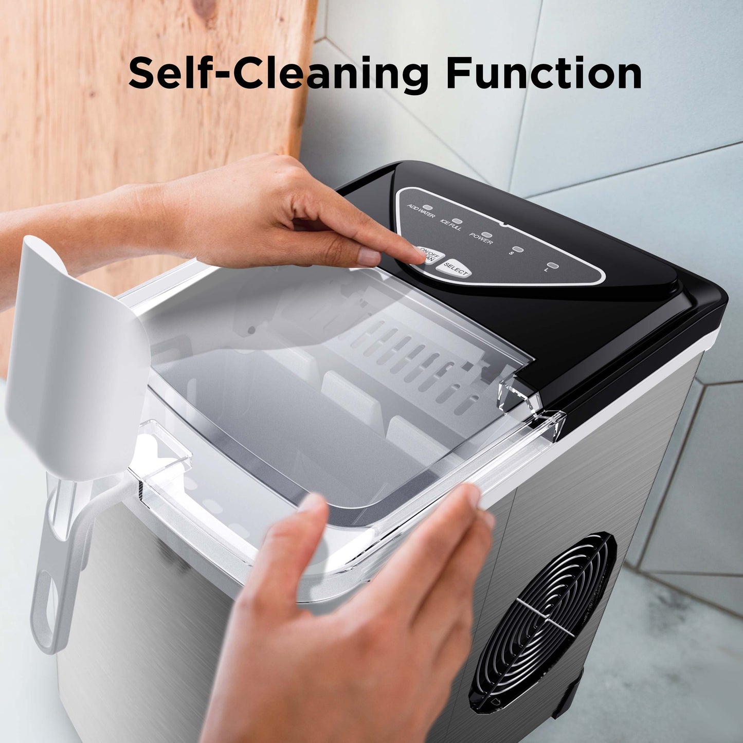 Countertop Bullet Ice Maker with Ice Basket Handle (26 Lbs)