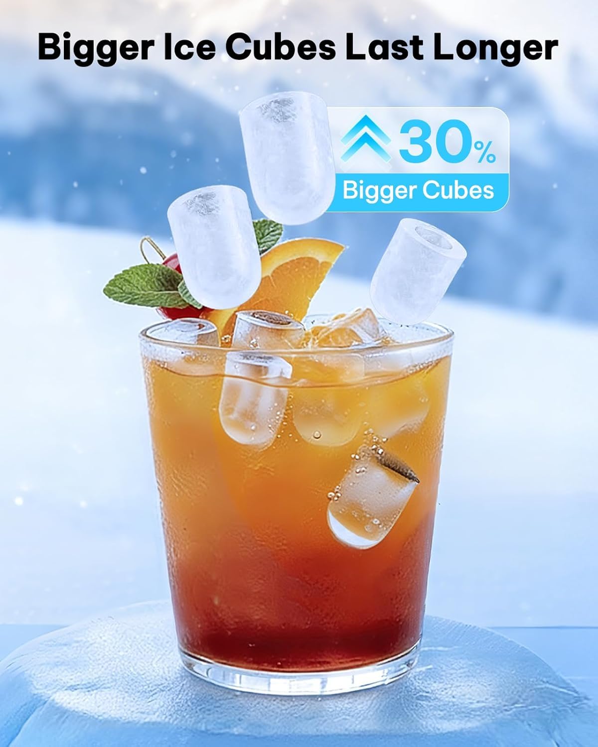 Silonn Ice Maker Countertop, 8 Cubes in 6 Mins, 26.5lbs/24H, Self-Cleaning