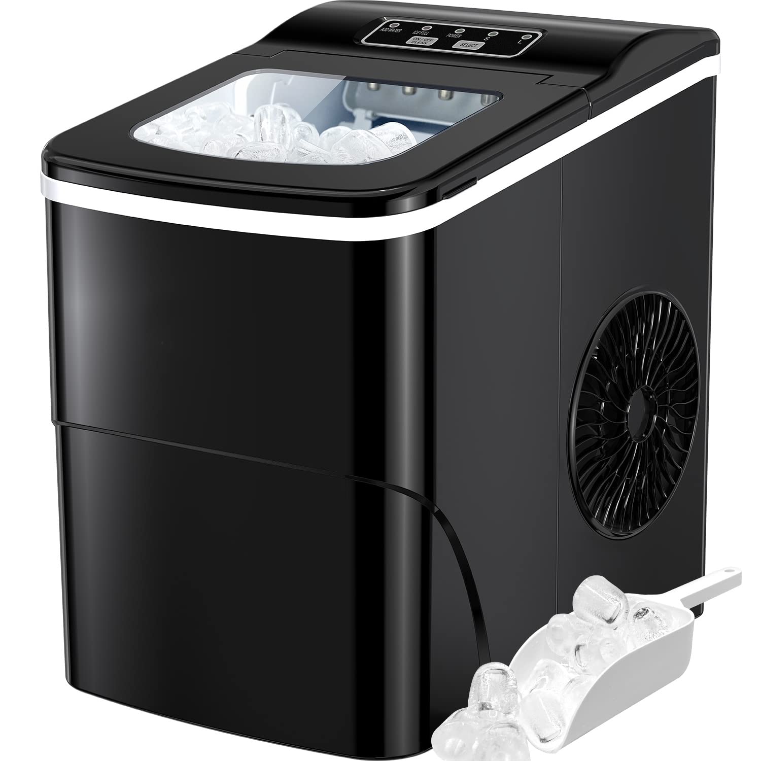 Silonn Nugget Ice Maker Countertop, Auto Drop Ice, Self Cleaning Ice Machine, 40 lbs/24H Soft Chewable Ice, Self Dispensing Nugget Ice Maker for Home, Kitchen and Party