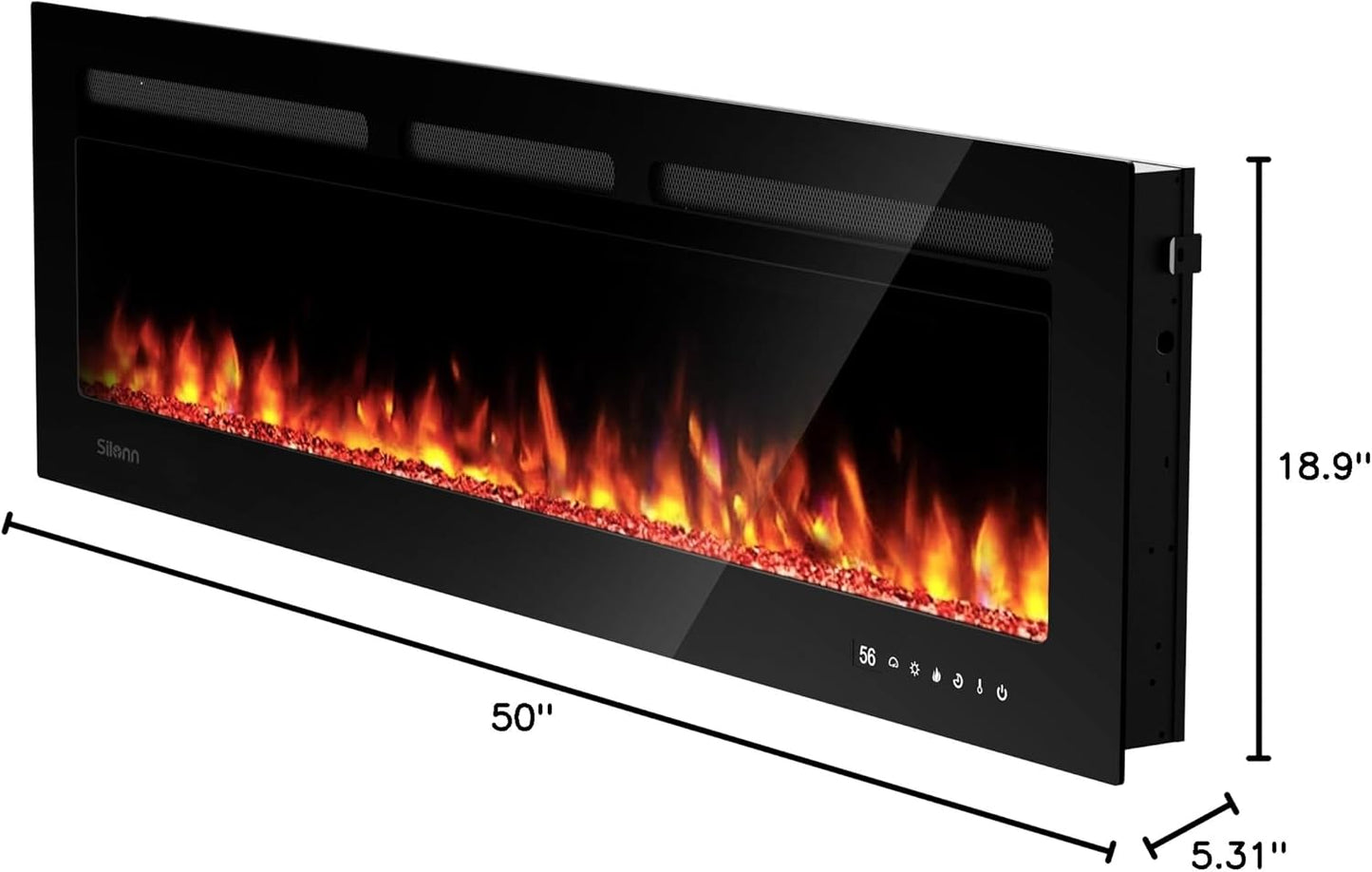 50-Inch Electric Fireplace Heater with App & Remote Control