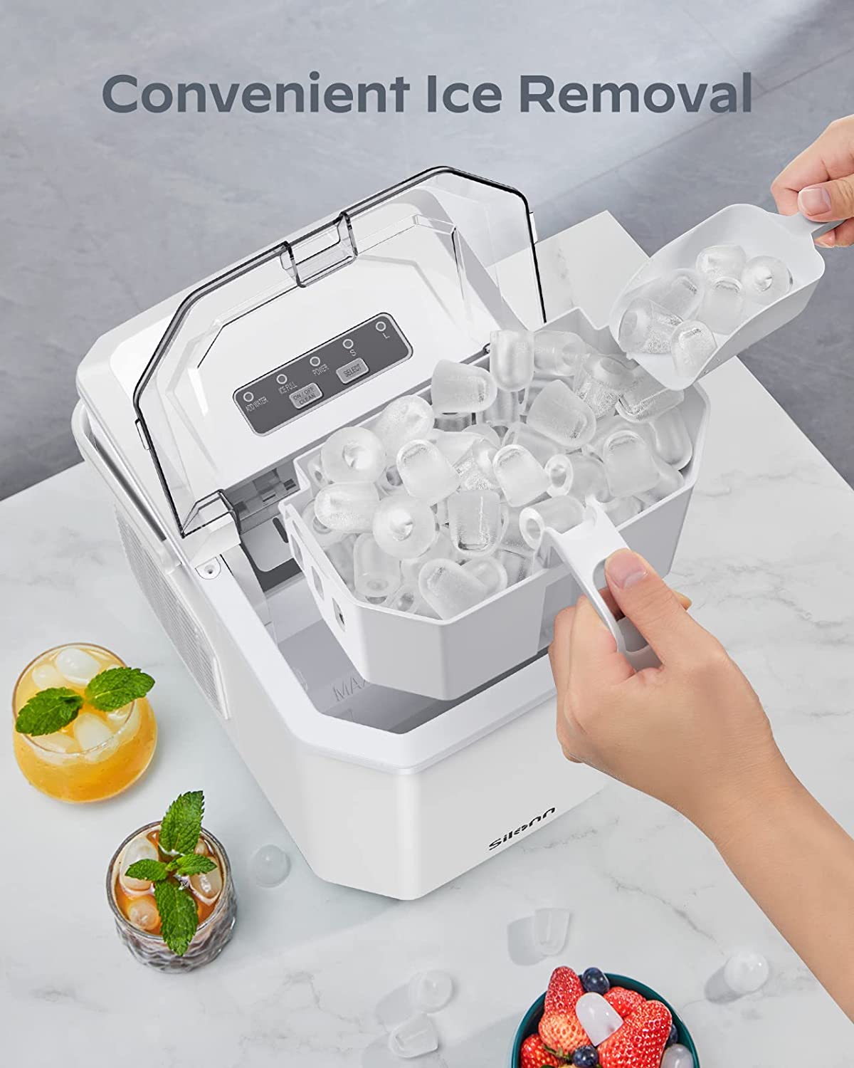 Countertop Bullet Ice Maker with Handle (26 Lbs)