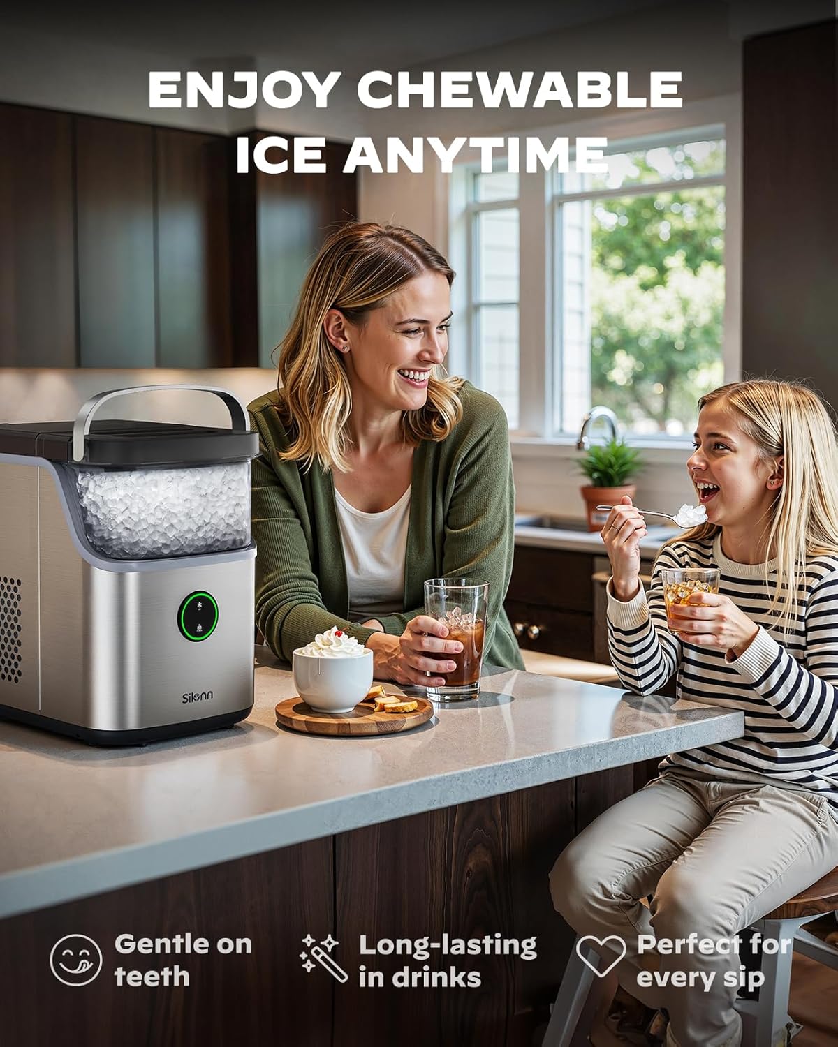 Nugget Ice Maker 33 lbs Chewable Ice Machine