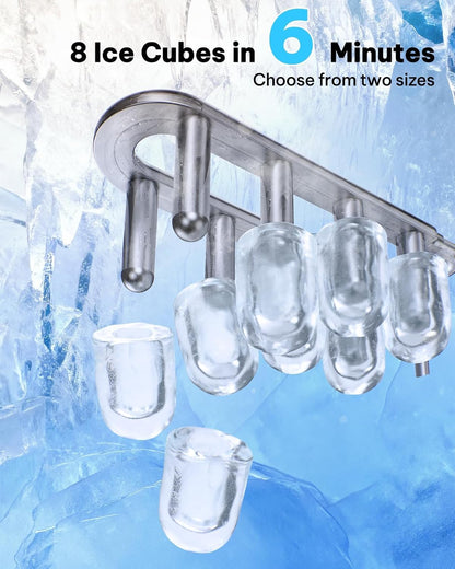 Silonn Ice Maker Countertop, 8 Cubes in 6 Mins, 26.5lbs/24H, Self-Cleaning