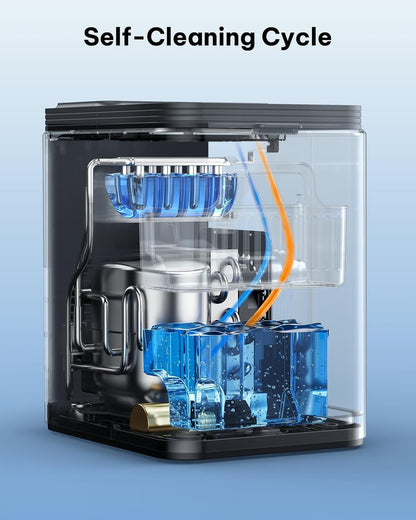 Silonn Ice Maker Countertop, 8 Cubes in 6 Mins, 26.5lbs/24H, Self-Cleaning
