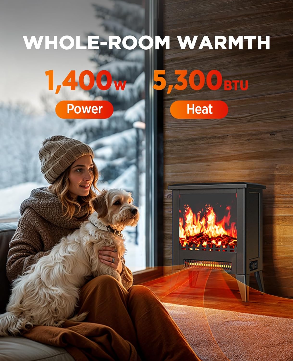 Silonn 18-Inch Electric Fireplace Heater with App &