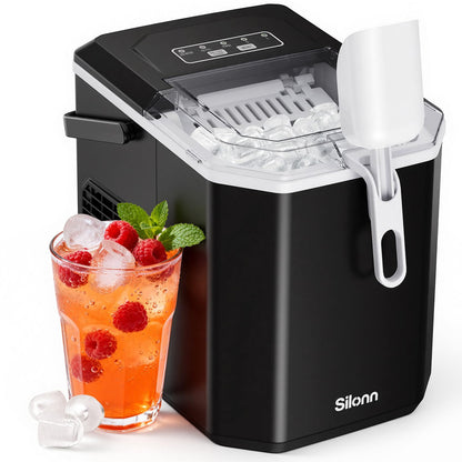 Silonn Ice Maker Countertop, 8 Cubes in 6 Mins, 26.5lbs/24H, Self-Cleaning