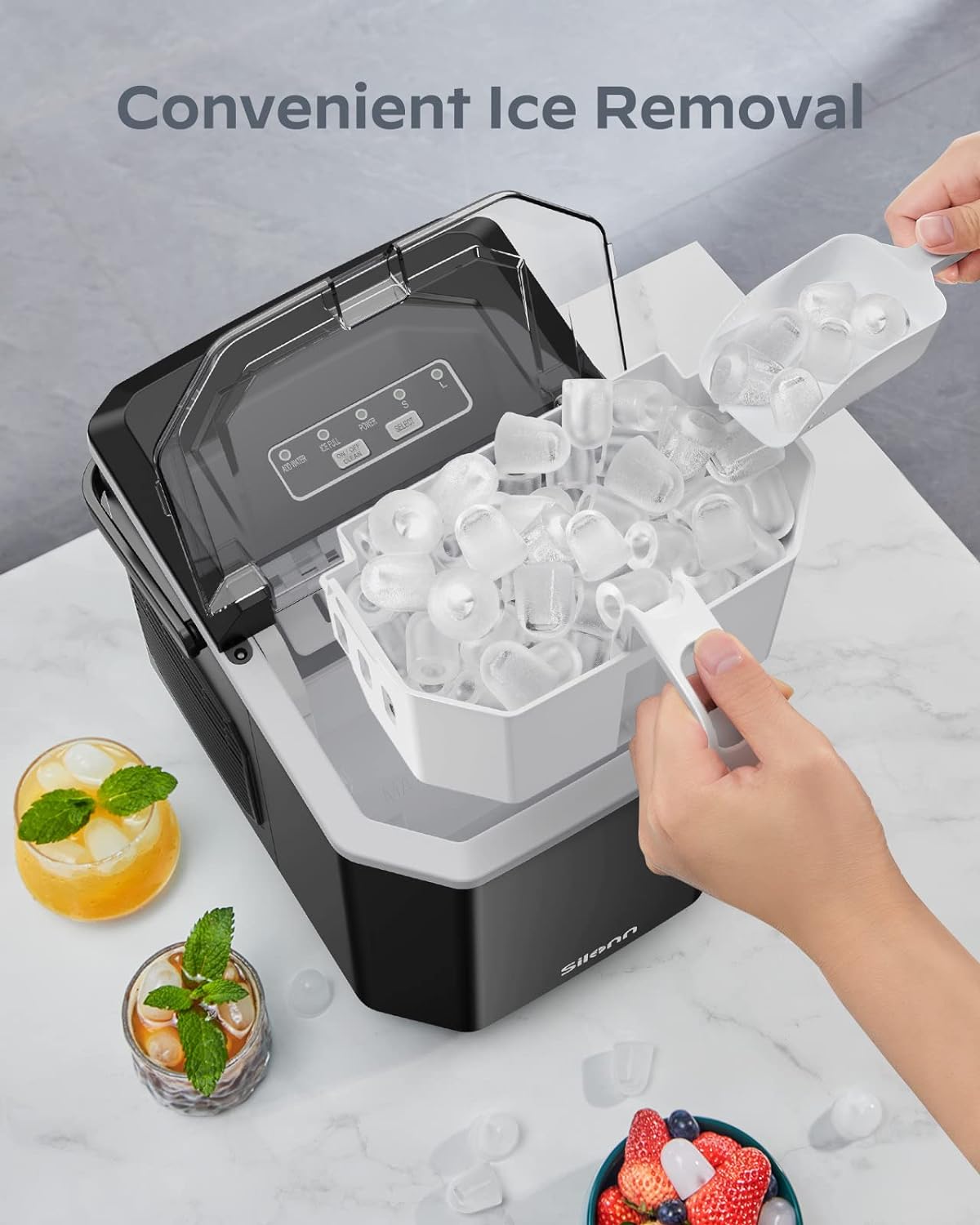 Countertop Bullet Ice Maker with Handle (26 Lbs)