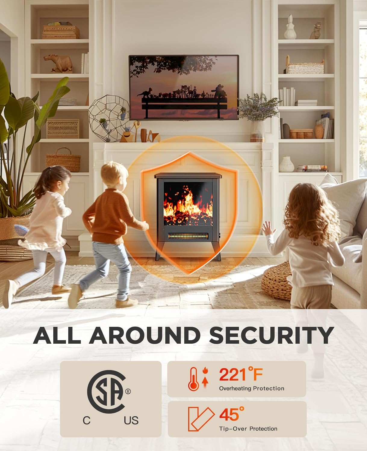 Silonn 18-Inch Electric Fireplace Heater with App &