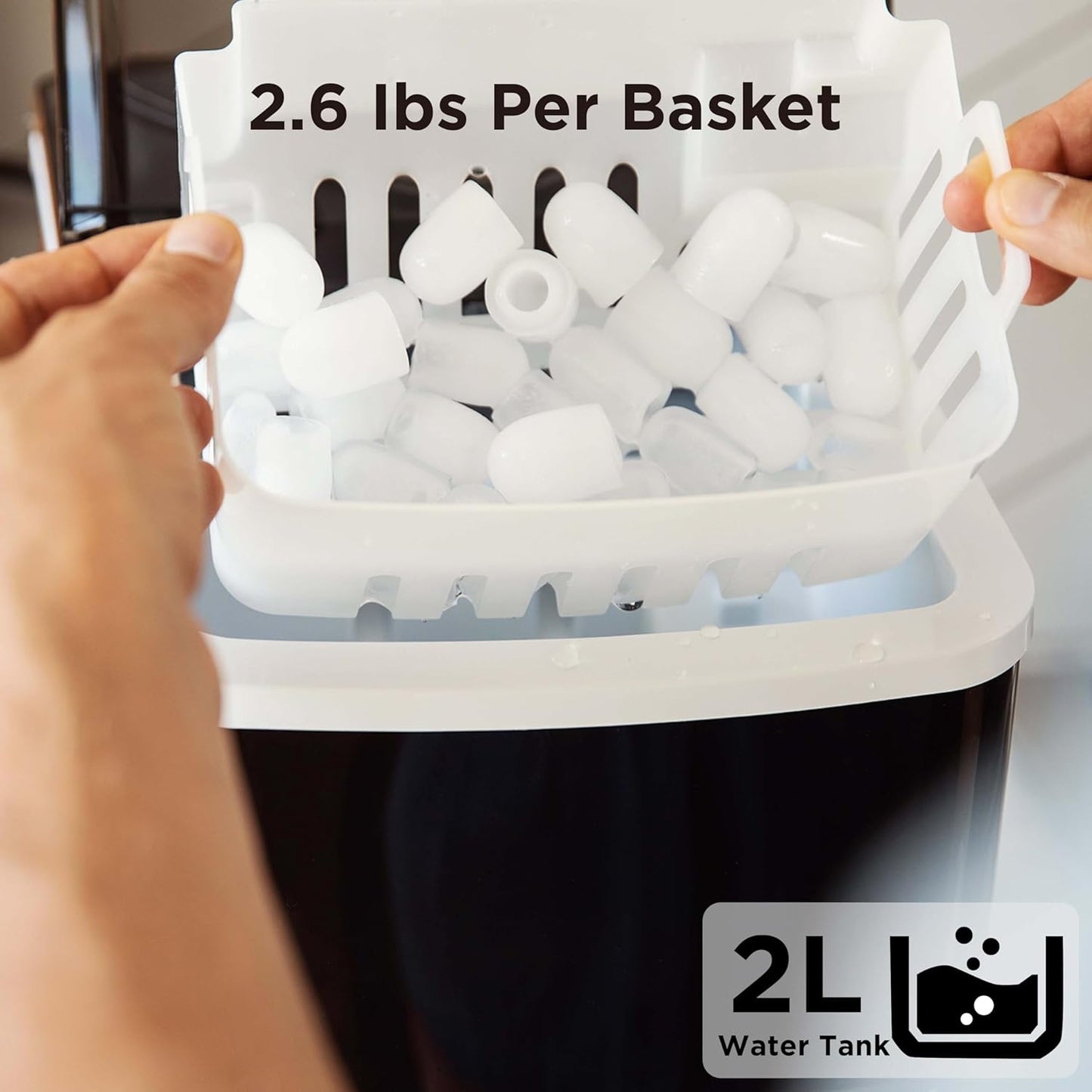 Countertop Bullet Ice Maker with Ice Basket Handle (26 Lbs)