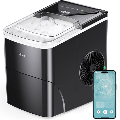 Silonn Ice Maker Countertop, 8 Cubes in 6 Mins, 26.5lbs/24H, Self-Cleaning
