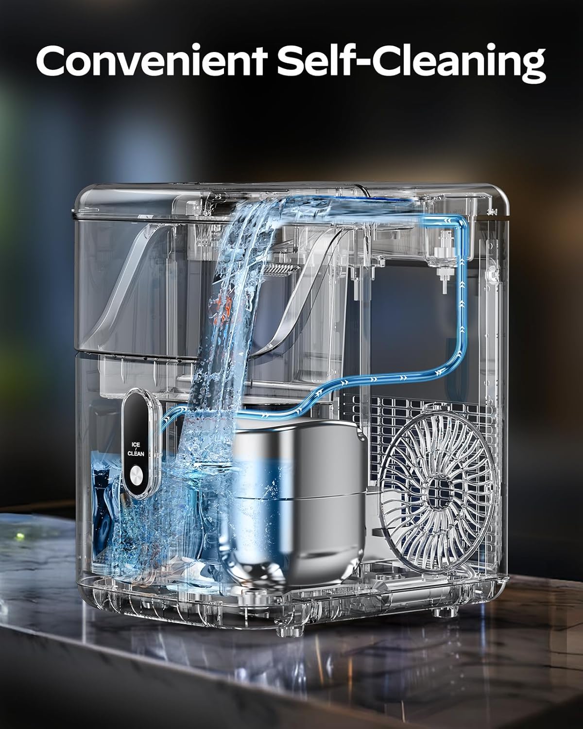 Silonn Nugget Ice Maker Countertop, Chewable Pellet Ice Machine with 33lbs Daily Produce, Pebble Ice Maker for Home Kitchen Office