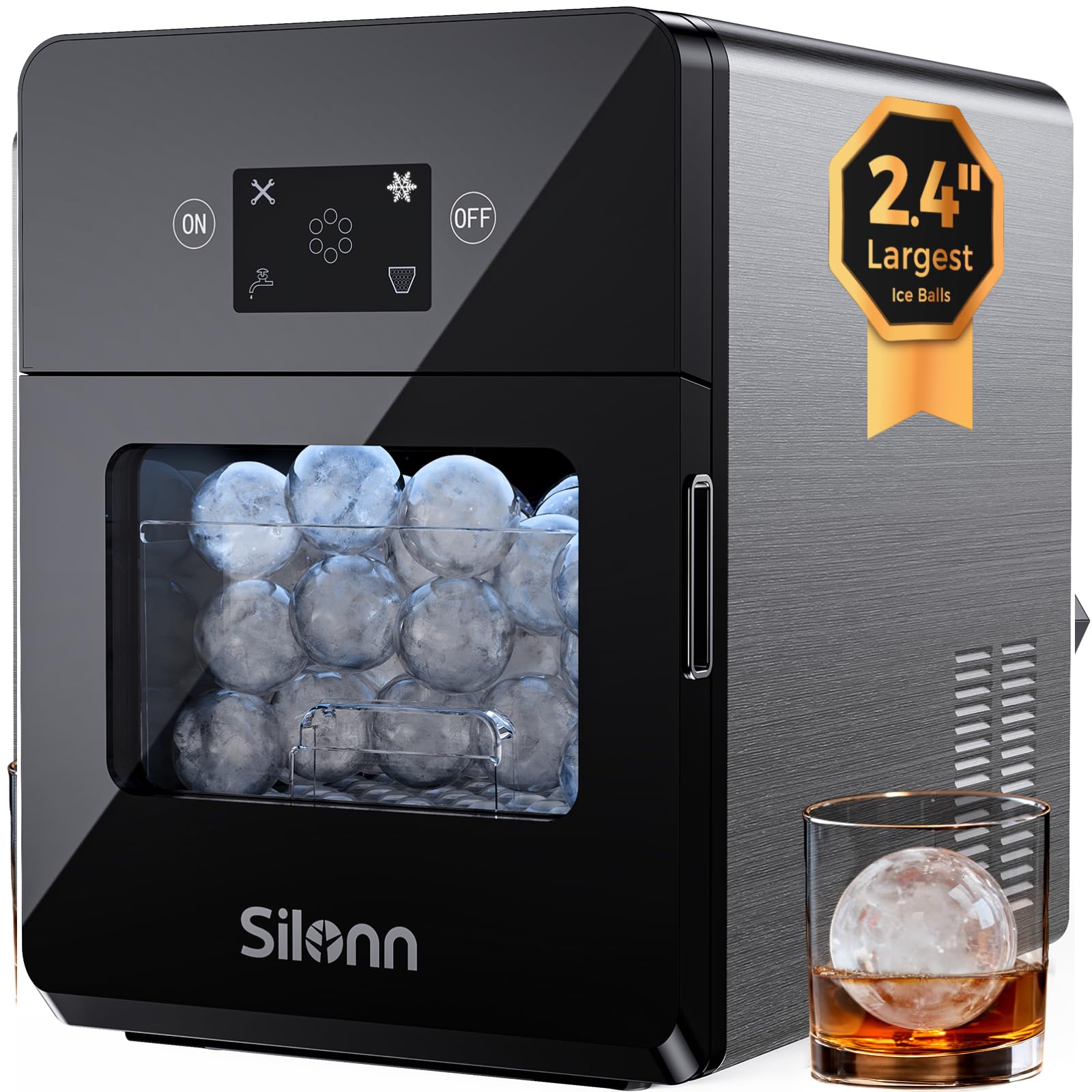Silonn Ice Maker Countertop, 8 Cubes in 6 Mins, 26.5lbs/24H, Self-Cleaning