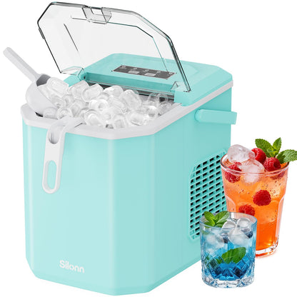 Silonn Ice Maker Countertop, 8 Cubes in 6 Mins, 26.5lbs/24H, Self-Cleaning
