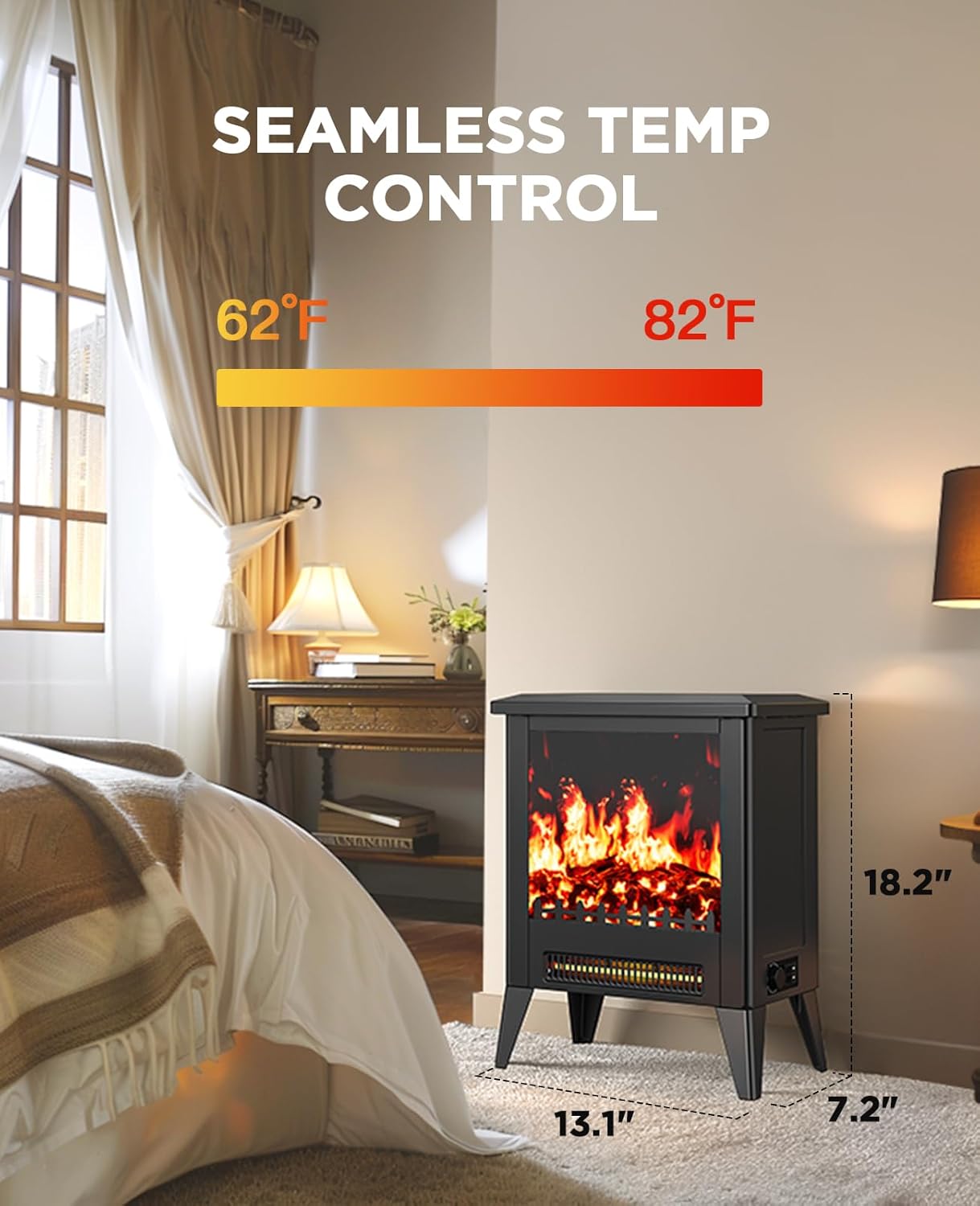 Silonn 18-Inch Electric Fireplace Heater with App &