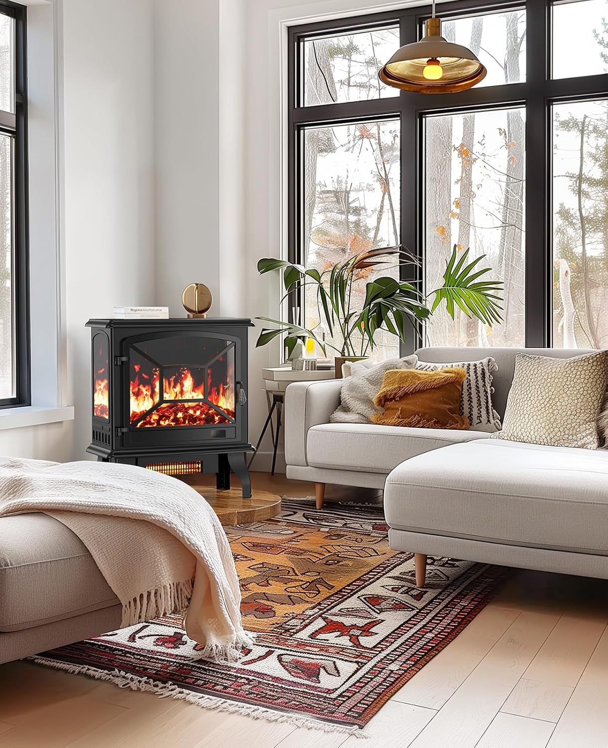 Silonn 24-Inch Electric Fireplace Heater with App & Remote Control