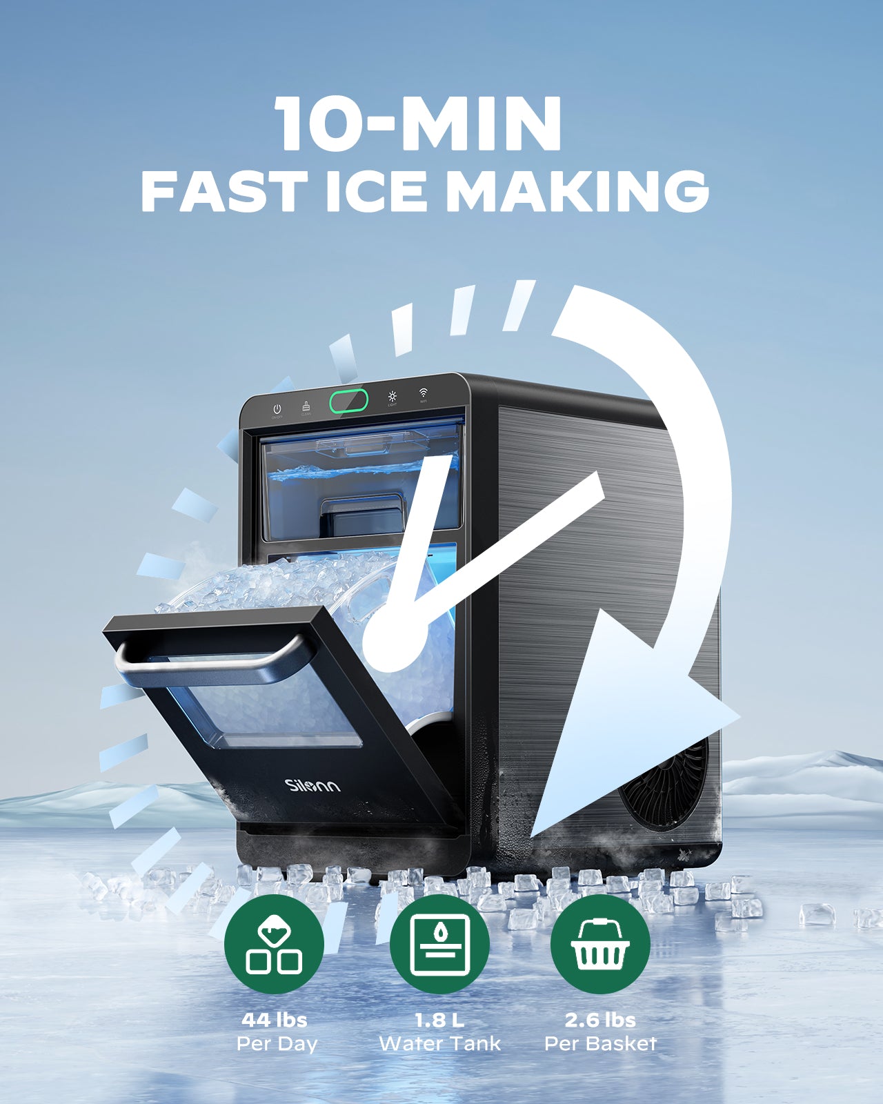 Smart Countertop Nugget Ice Maker (44 Lbs)