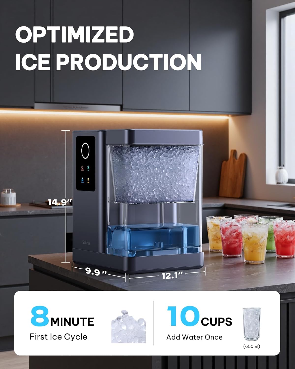 Silonn Nugget Ice Maker Countertop with APP & Voice Control