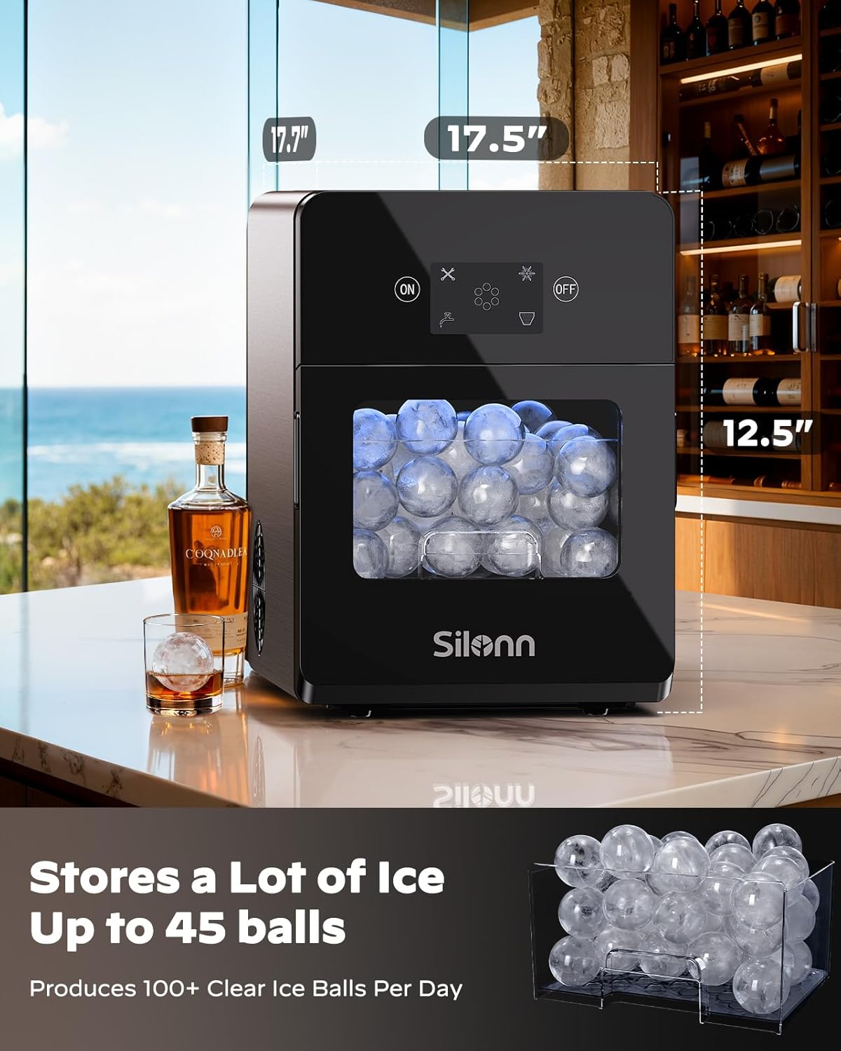 Silonn 2.4″ Sphere Ice Maker, 3 pcs in 40 Mins
