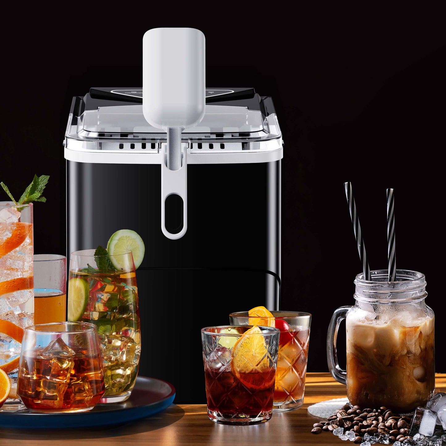 Countertop Bullet Ice Maker with Ice Basket Handle (26 Lbs)