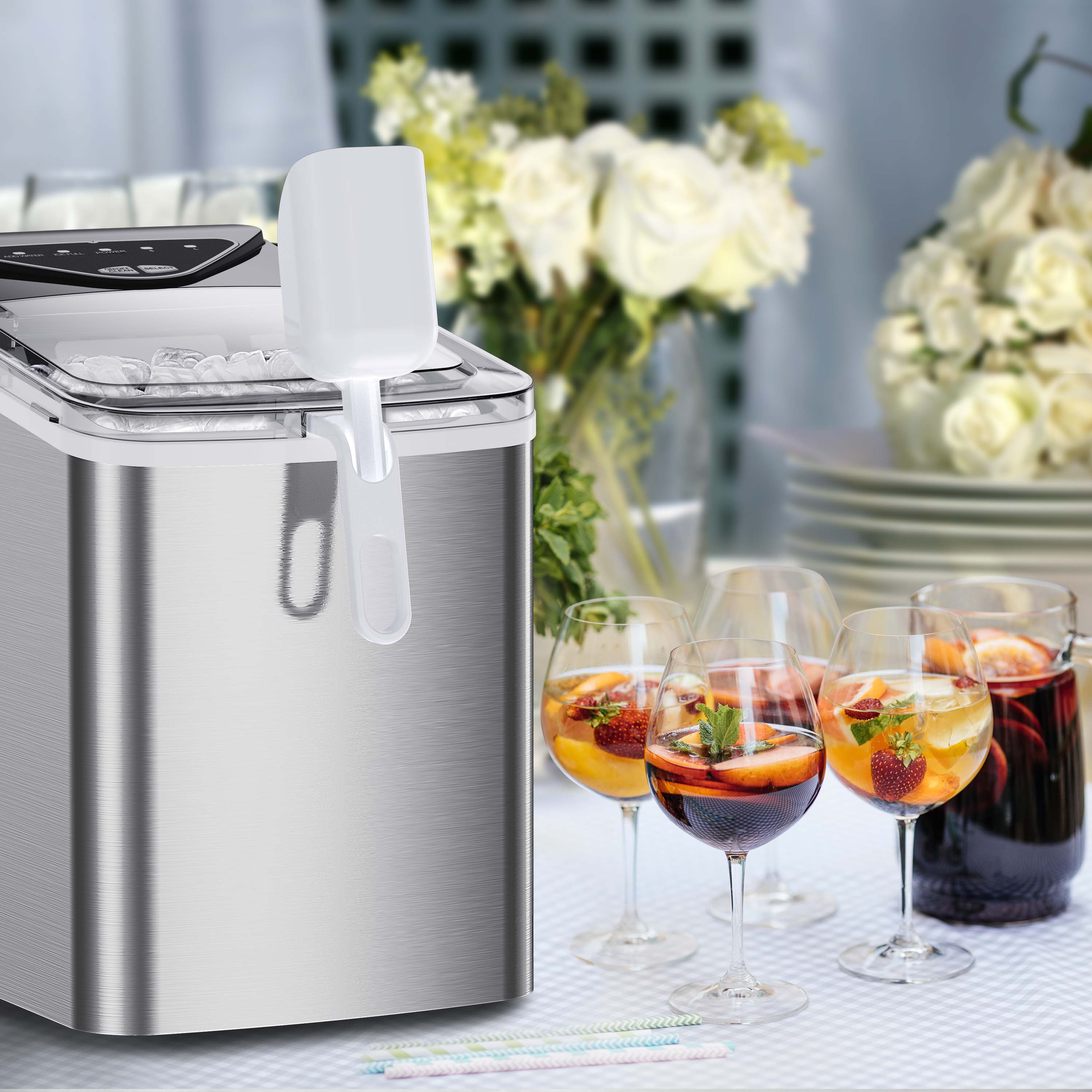 Countertop Bullet Ice Maker with Ice Basket Handle