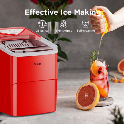 Countertop Bullet Ice Maker (26 lbs) - Red