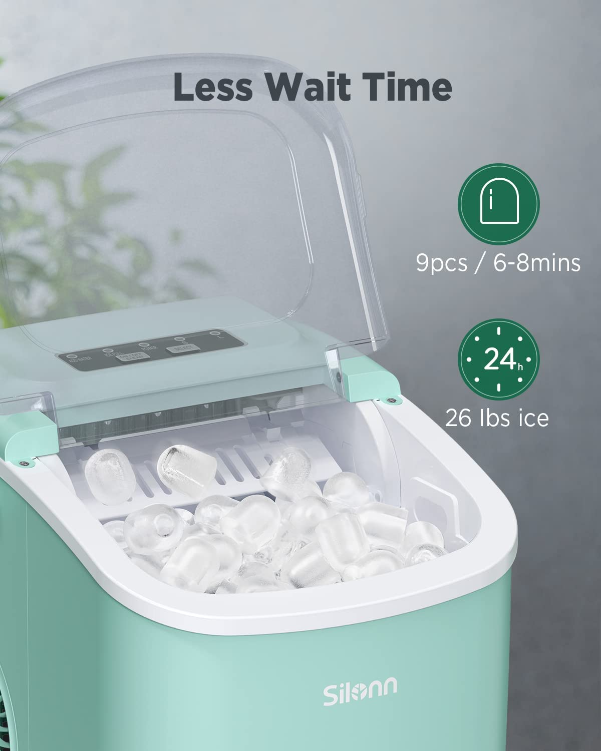 Countertop Bullet Ice Maker with Handle (26 Lbs)