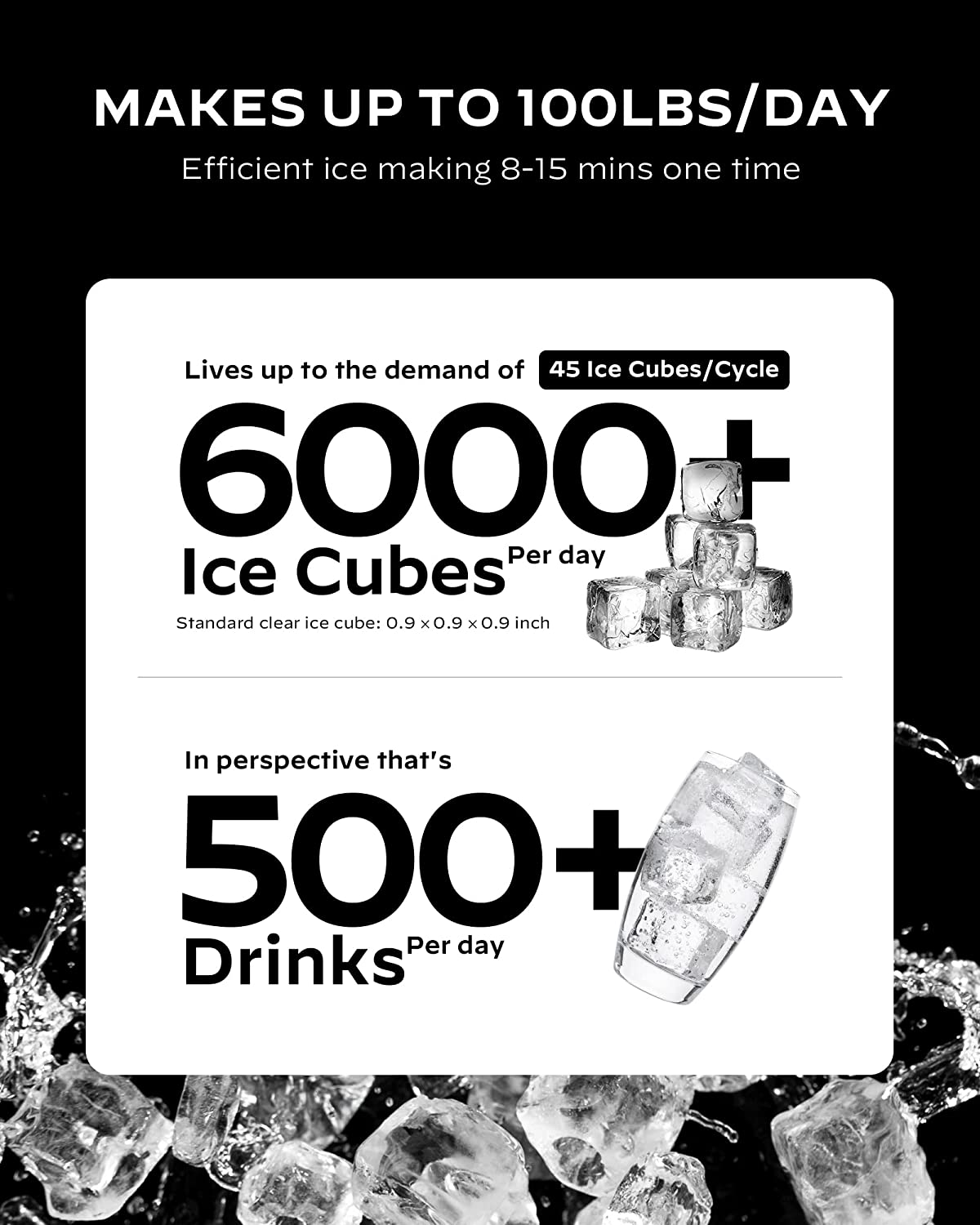 Commercial Cube Ice Maker with LCD Screen (100 Lbs)