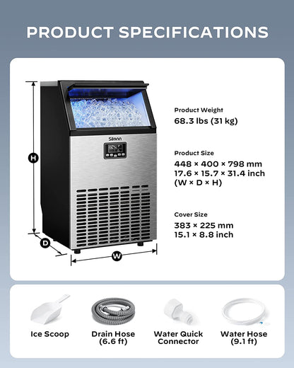 Commercial Cube Ice Maker with LCD Screen (150 Lbs)