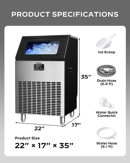 Commercial Cube Ice Maker with LCD Screen (200 Lbs)