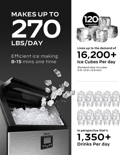 Commercial Cube Ice Maker with LCD Screen (270 Lbs)