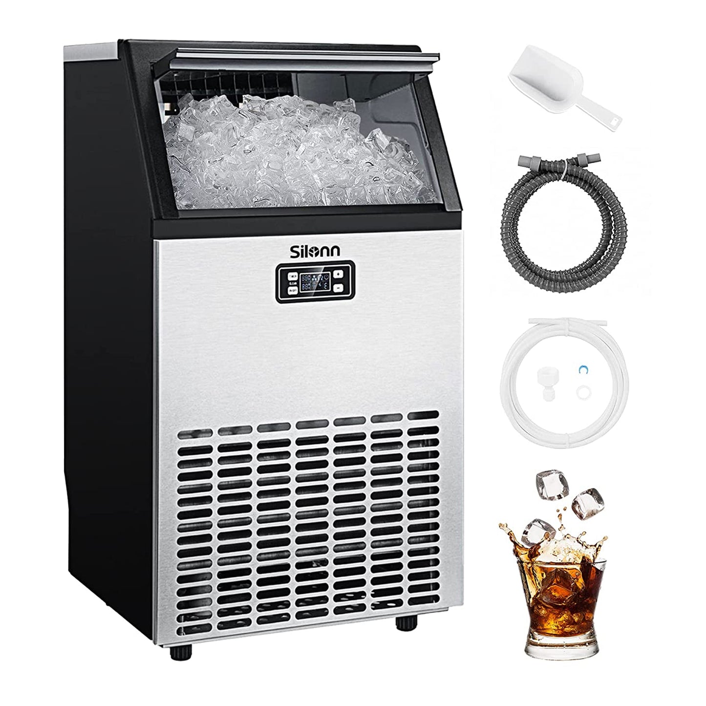 Commercial Cube Ice Maker with LCD Screen (100 Lbs)